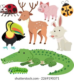 Conjunto de dibujos animados ilustraciones de estilo sencillo