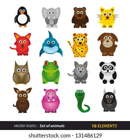 Set of animals. Cartoon and vector isolated