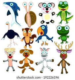 Set of animals. Cartoon and vector isolated characters.