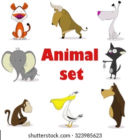 Set of animals. Cartoon and vector isolated characters.