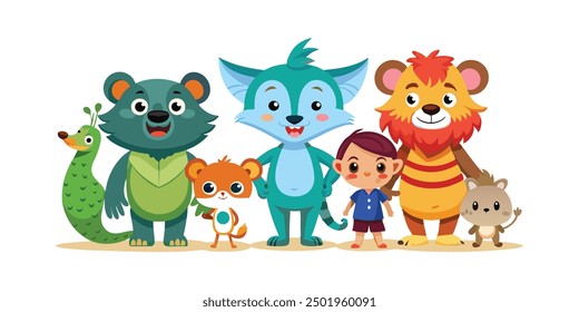 set of animals character vector illustrations