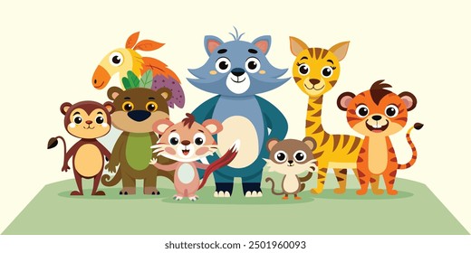 set of animals character vector illustrations