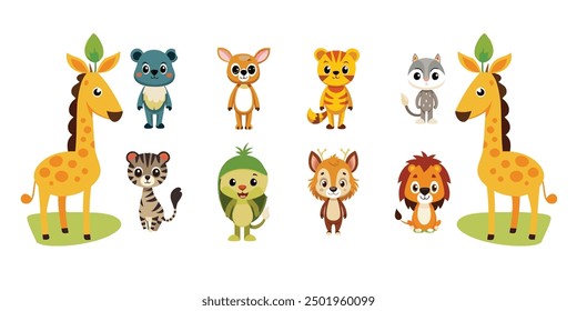 set of animals character vector illustrations