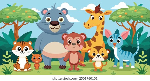 set of animals character vector illustrations