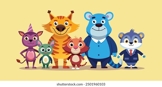 set of animals character vector illustrations