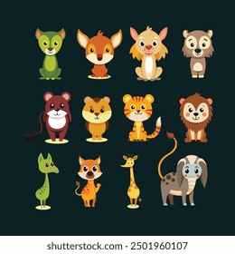 set of animals character vector illustrations