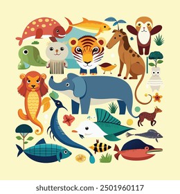 set of animals character vector illustrations