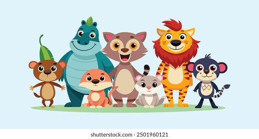 set of animals character vector illustrations