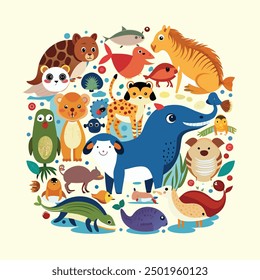 set of animals character vector illustrations