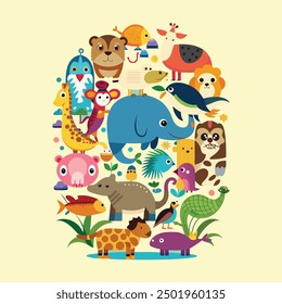 set of animals character vector illustrations