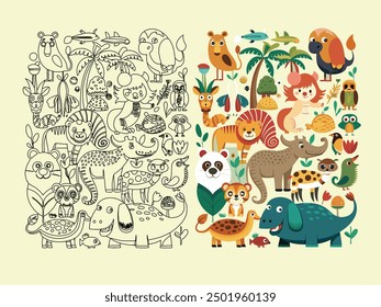 set of animals character vector illustrations