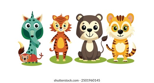 Conjunto de Ilustraciones vectoriales de carácter de animales