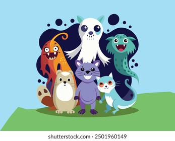 set of animals character vector illustrations