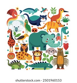 set of animals character vector illustrations