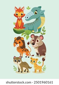 set of animals character vector illustrations