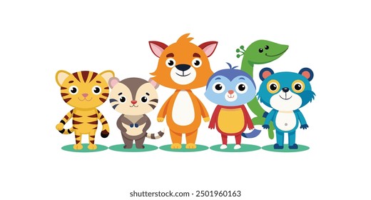 set of animals character vector illustrations