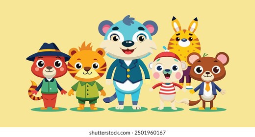 set of animals character vector illustrations