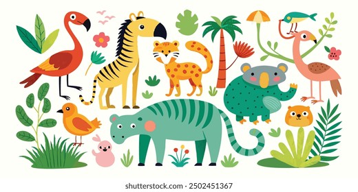 set of animals character vector illustrations