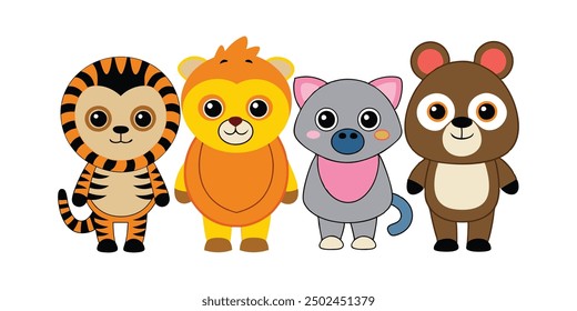 set of animals character vector illustrations