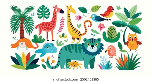 set of animals character vector illustrations