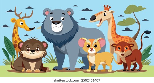 set of animals character vector illustrations