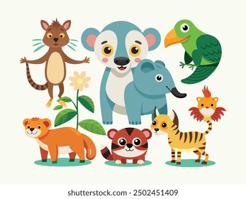 set of animals character vector illustrations