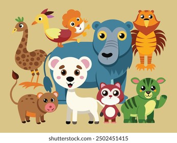 set of animals character vector illustrations