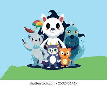 set of animals character vector illustrations