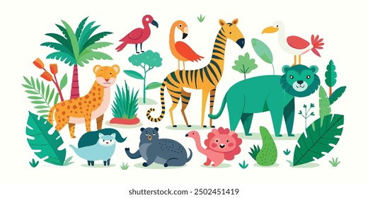 set of animals character vector illustrations