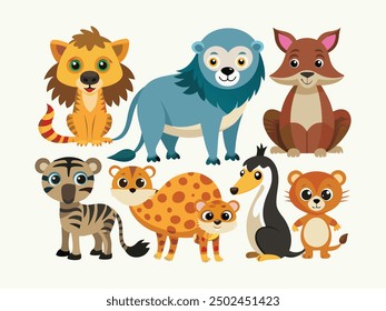 set of animals character vector illustrations