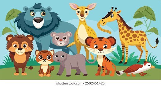 set of animals character vector illustrations