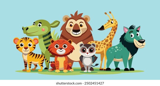 Conjunto de Ilustraciones vectoriales de carácter de animales