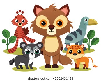 set of animals character vector illustrations