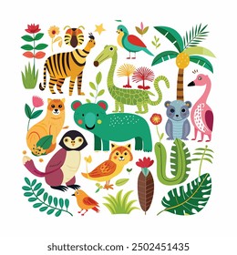 set of animals character vector illustrations