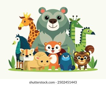 set of animals character vector illustrations