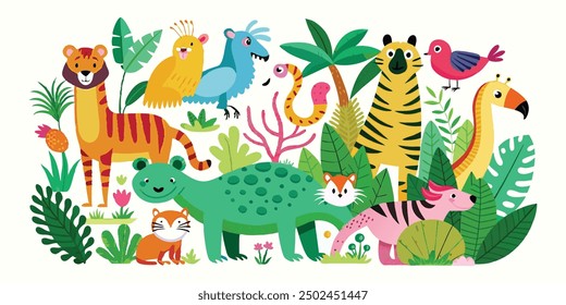 set of animals character vector illustrations