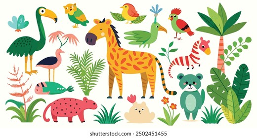 set of animals character vector illustrations