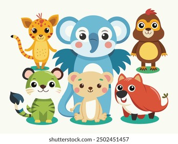 set of animals character vector illustrations