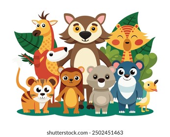 set of animals character vector illustrations