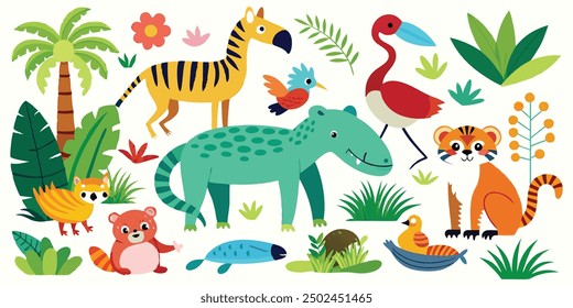 set of animals character vector illustrations