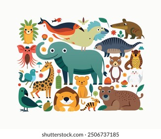 set of animals character vector illustrations