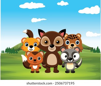 set of animals character vector illustrations