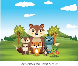 set of animals character vector illustrations