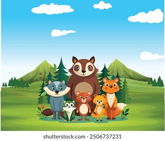 set of animals character vector illustrations