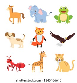 Set of animals for children learning the English words and vocabulary.