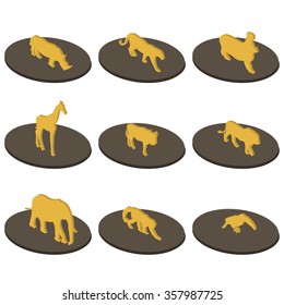 set of animals in color. design isometrics