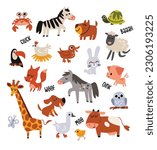 Set of animals in cute childish style.