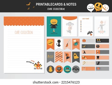 Set of animals and cute vector card.Design for halloween day,baby shower,printable,  tags,cards,templates,Notes, Stickers, Labels,Scrap booking, Congratulations, Invitations,Vector illustrations.