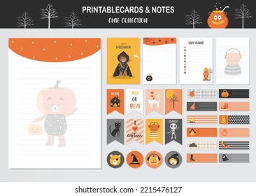 Set of animals and cute vector card.Design for halloween day,baby shower,printable,  tags,cards,templates,Notes, Stickers, Labels,Scrap booking, Congratulations, Invitations,Vector illustrations.