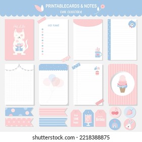 Set of animals and cute vector cards,baby shower,printable,  tags,cards,templates,Notes, Stickers, Labels,Scrap booking, Congratulations, Invitations,Vector illustrations.